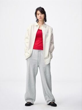 GU UNIQLO Gray Wide-Leg Sweatpants